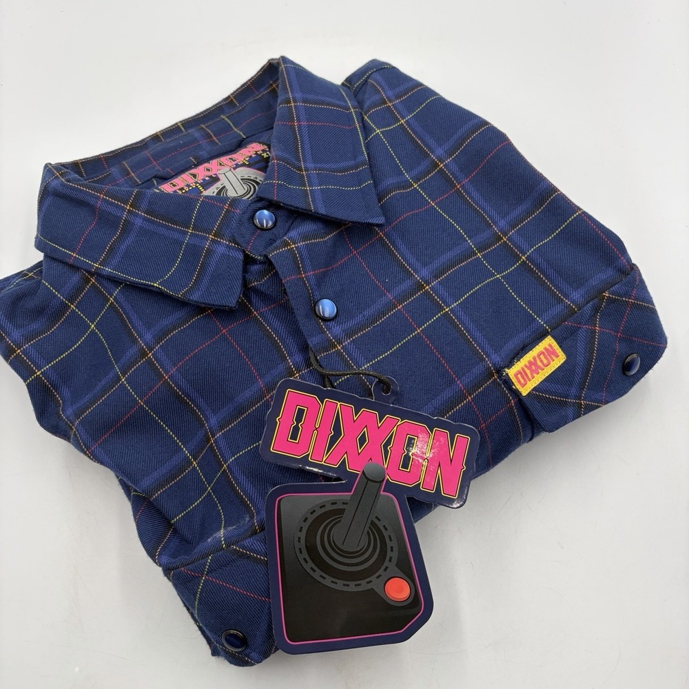 DIXXON Flannel Co "The Toru" Men's Pearl Snap Shirt Arcade Polyester XL Blue